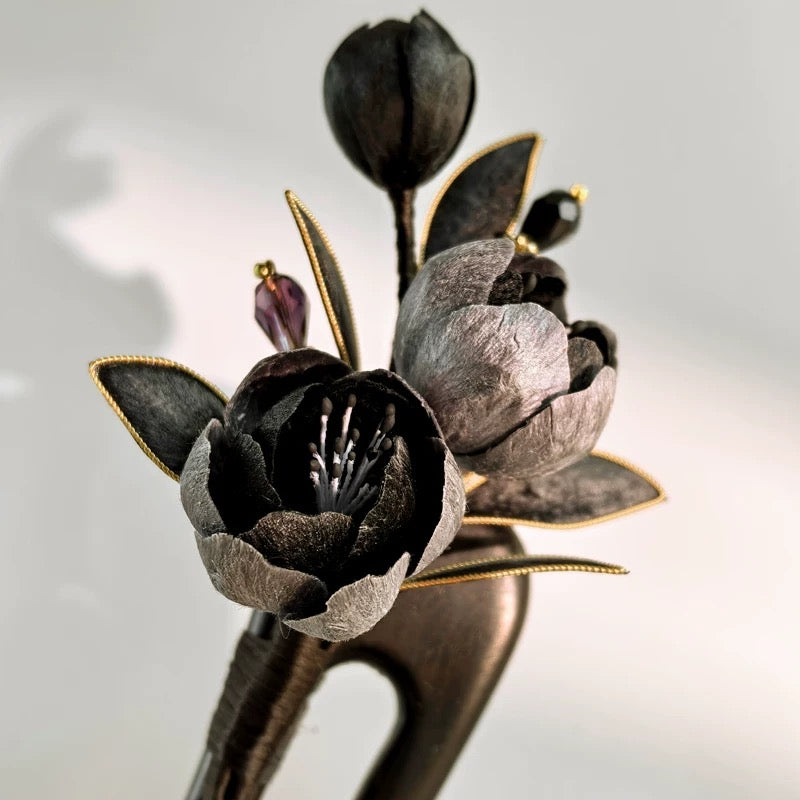 Shadow Bloom Hairpin — Ink Wash Elegance