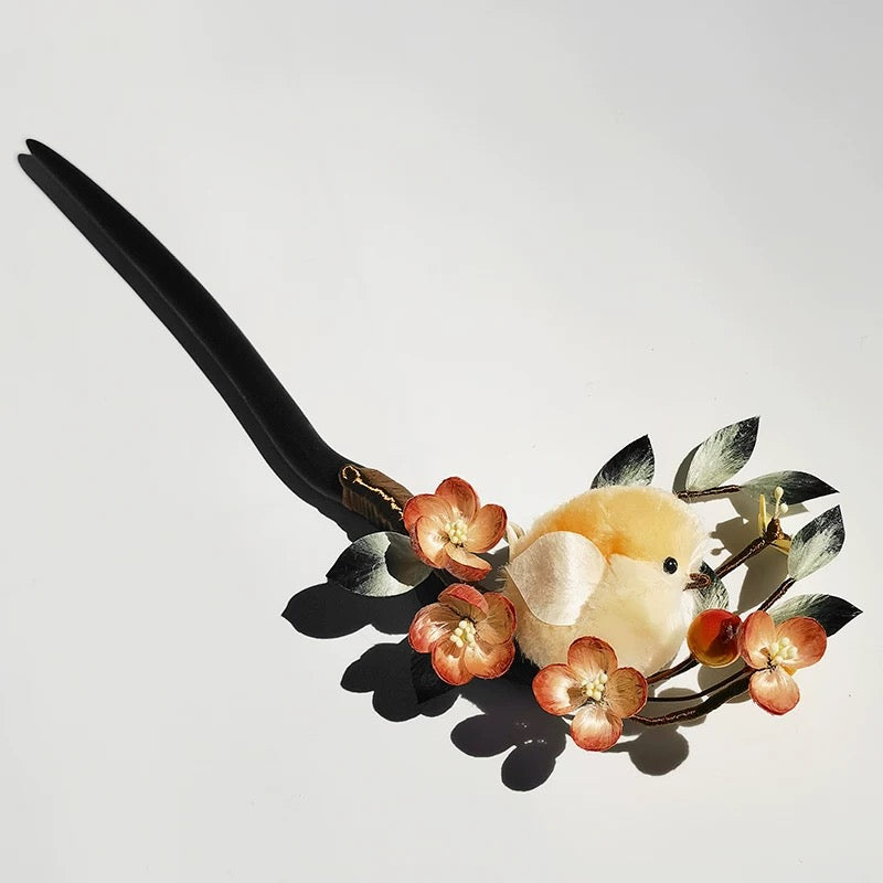 Sunbird's Glade Hairpin — Amber & Jade